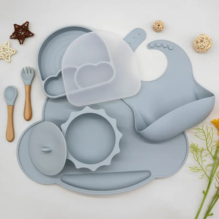 Dusty Blue Silicone Bib