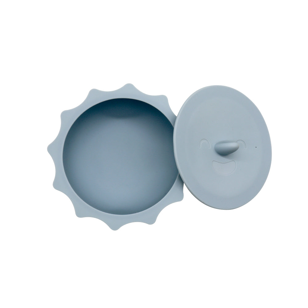 Dusty Blue Silicone Sun Suction Bowl with Lid