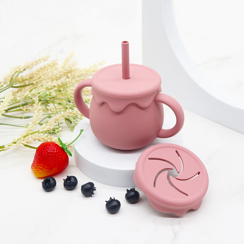 Dark Pink Silicone  3-in-1 Honey Pot Cup