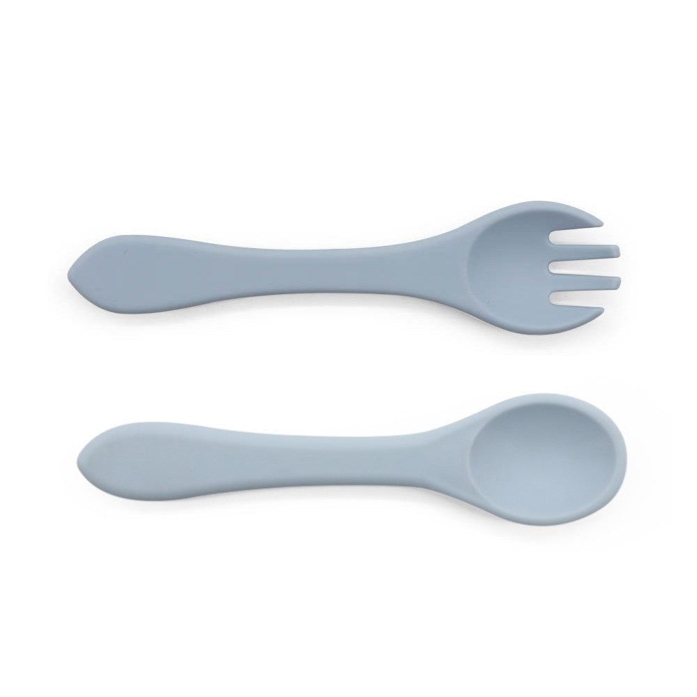 Dusty Blue Silicone Spoon & Fork Set