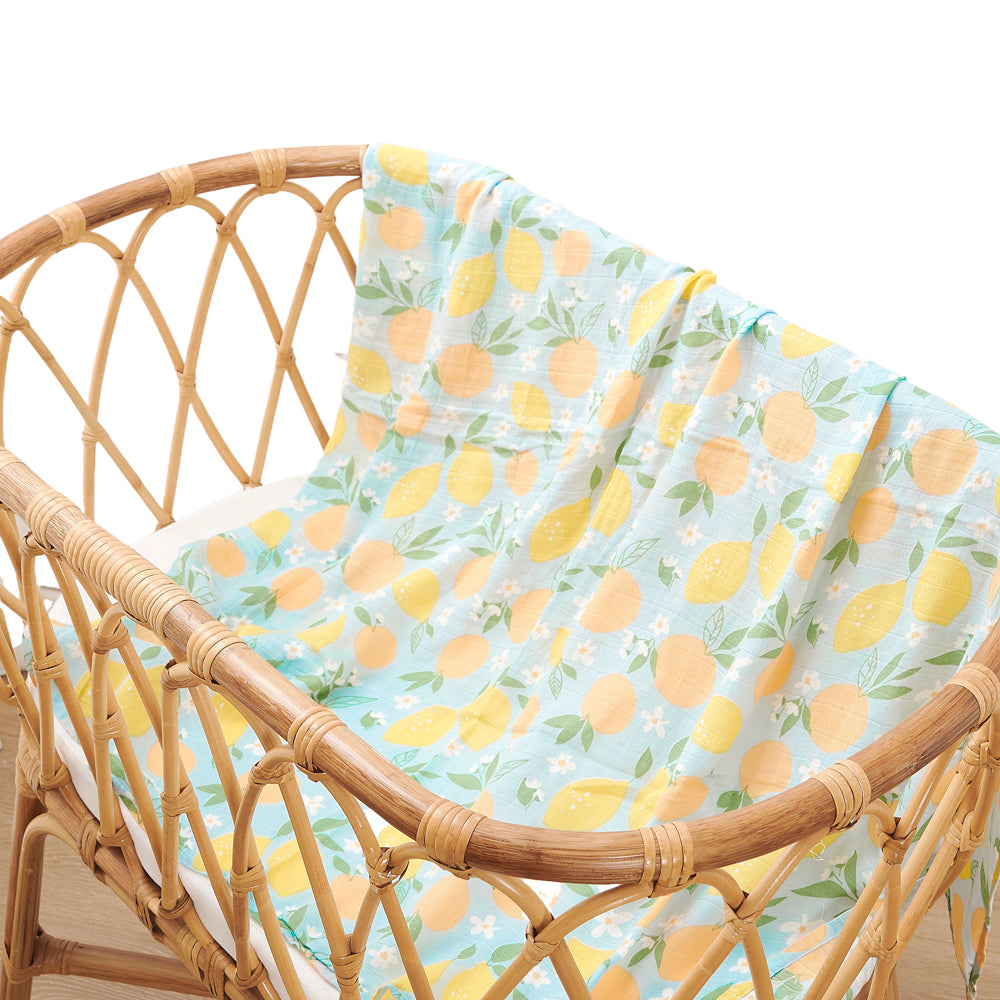 Muslin Swaddle Blanket - Oranges & Lemons