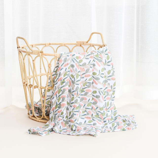 Muslin Swaddle Blanket - Leaves