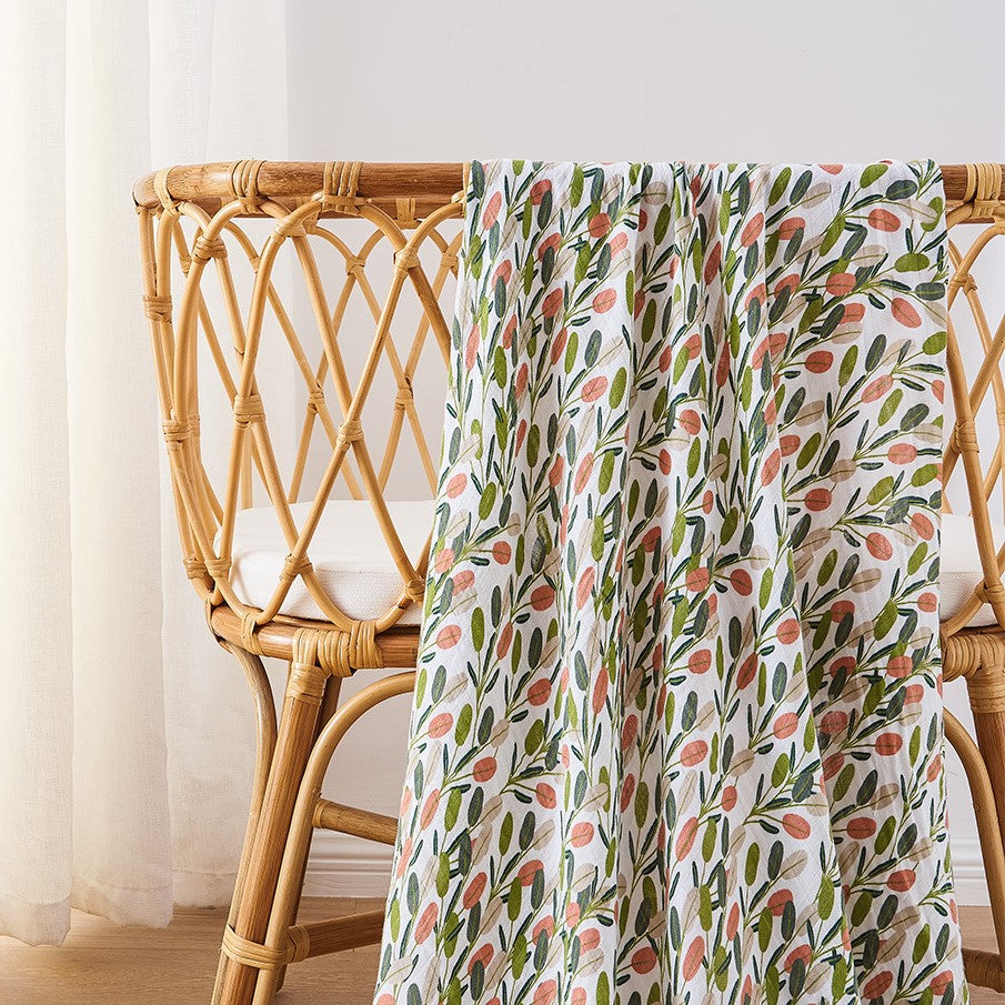 Muslin Swaddle Blanket - Leaves