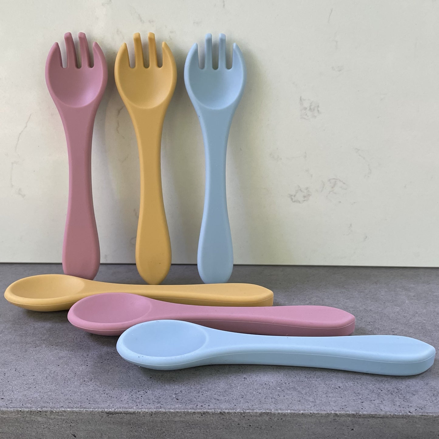 Dark Pink Silicone Spoon & Fork Set