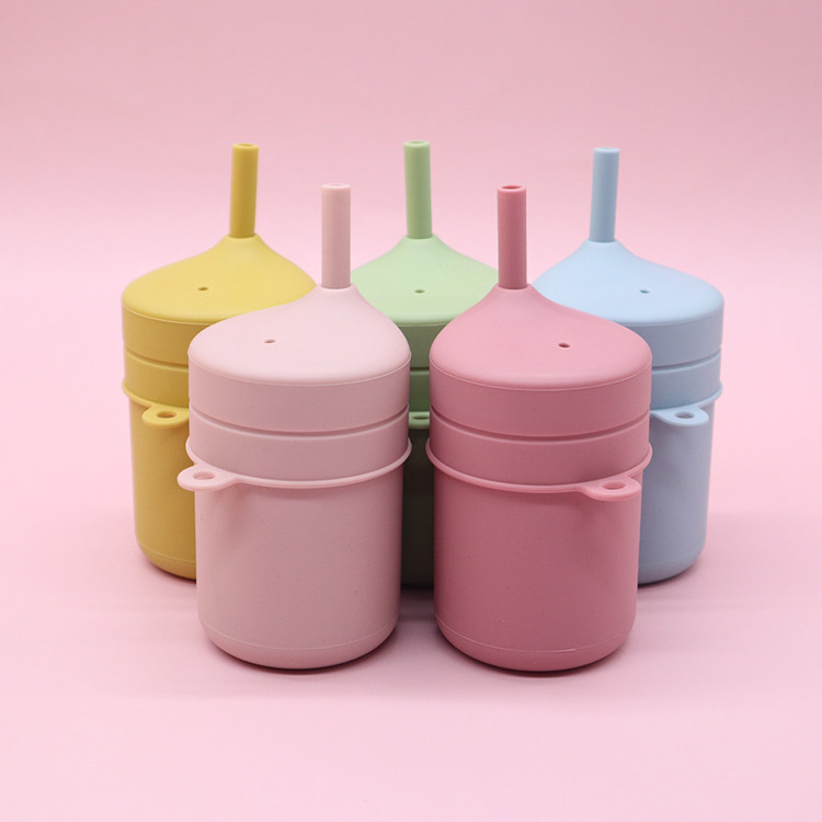 Dark Pink Silicone Straw Cup